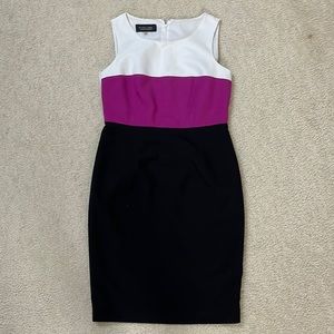 Black Label Women’s Work Dress - black, purple, and white